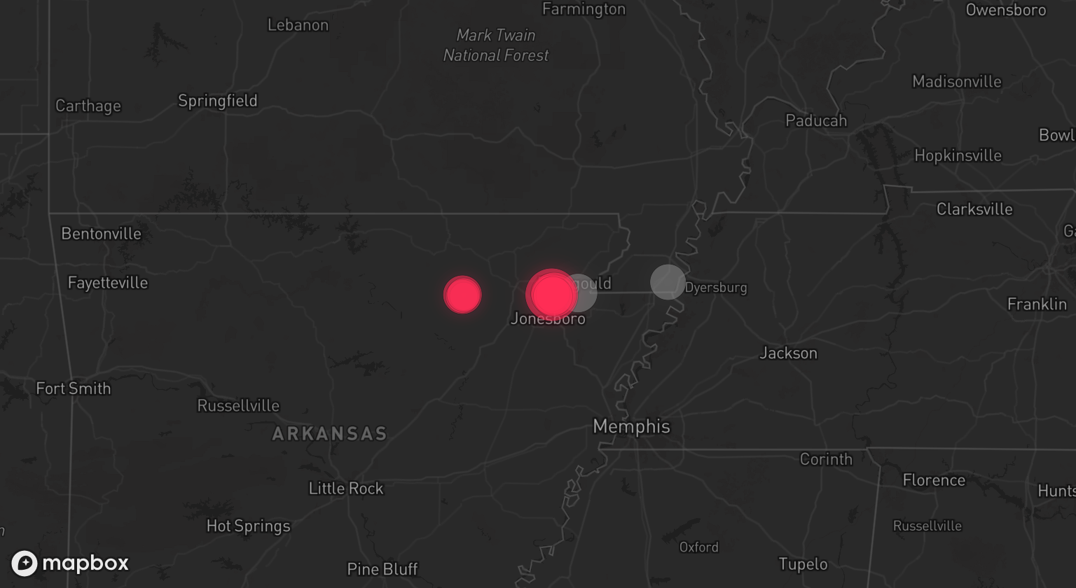 Storm warning map: Paragould, AR