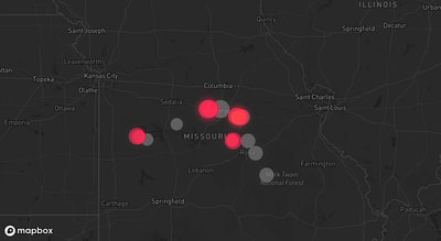 Storm warning map: Jefferson City, MO