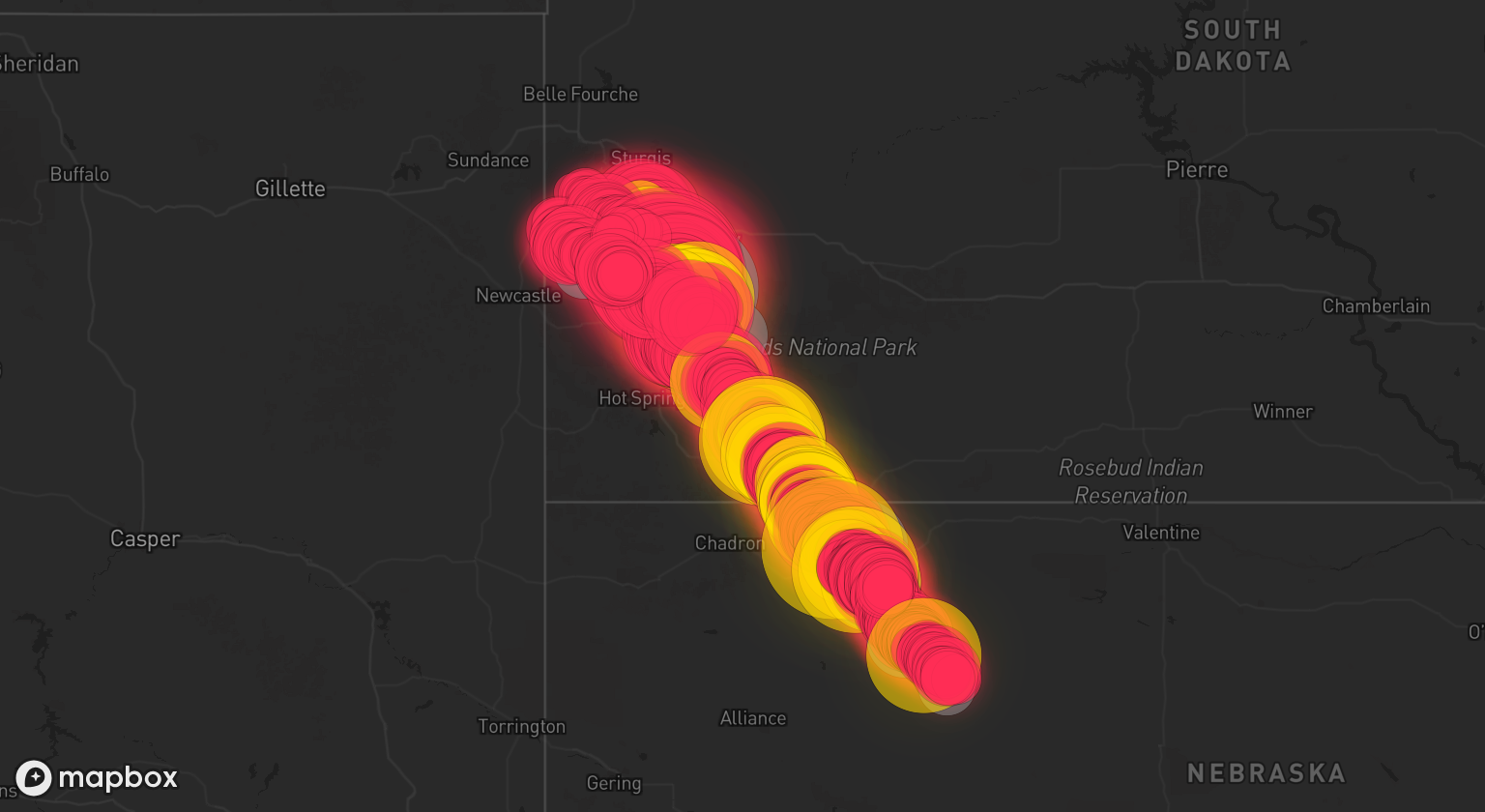 Storm warning map: Deadwood, SD