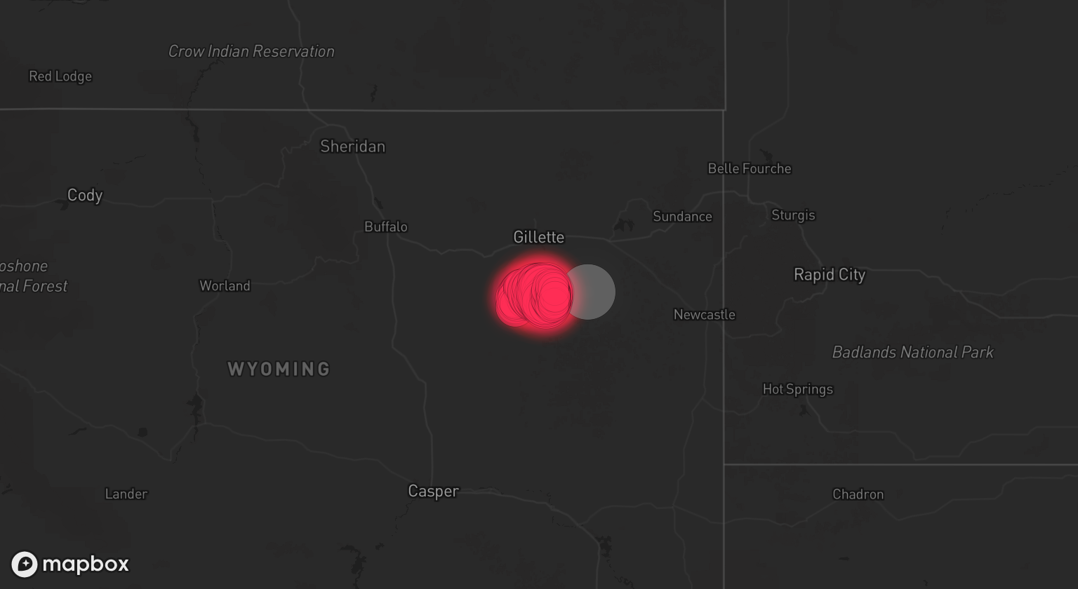 Storm warning map: Gillette, WY