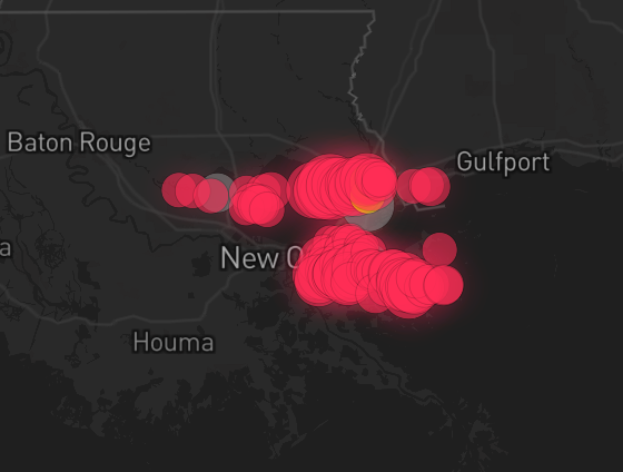 Storm warning map: La Place, LA