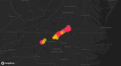 Storm warning map: Milton, NC