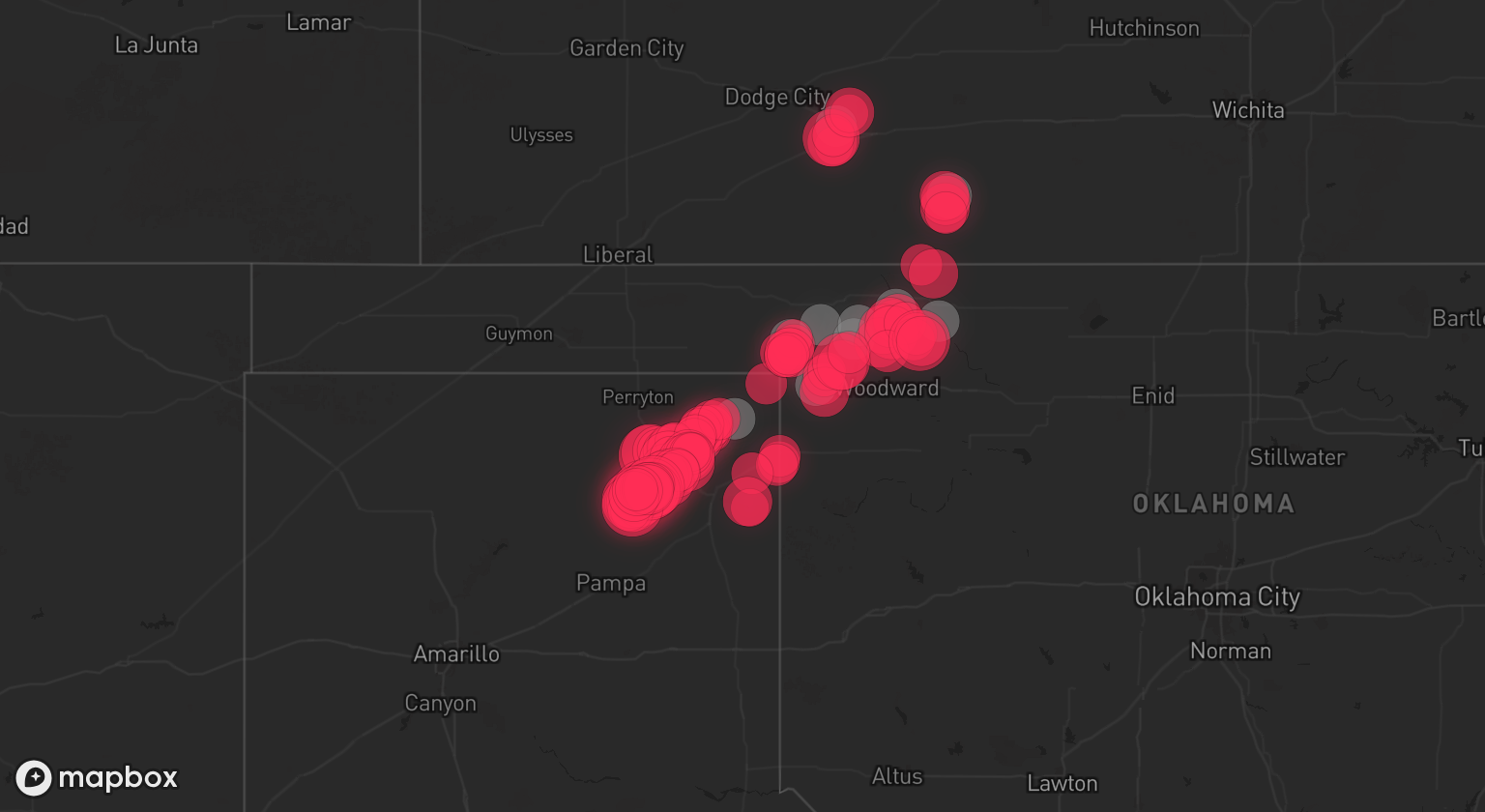 Storm warning map: Canadian, TX