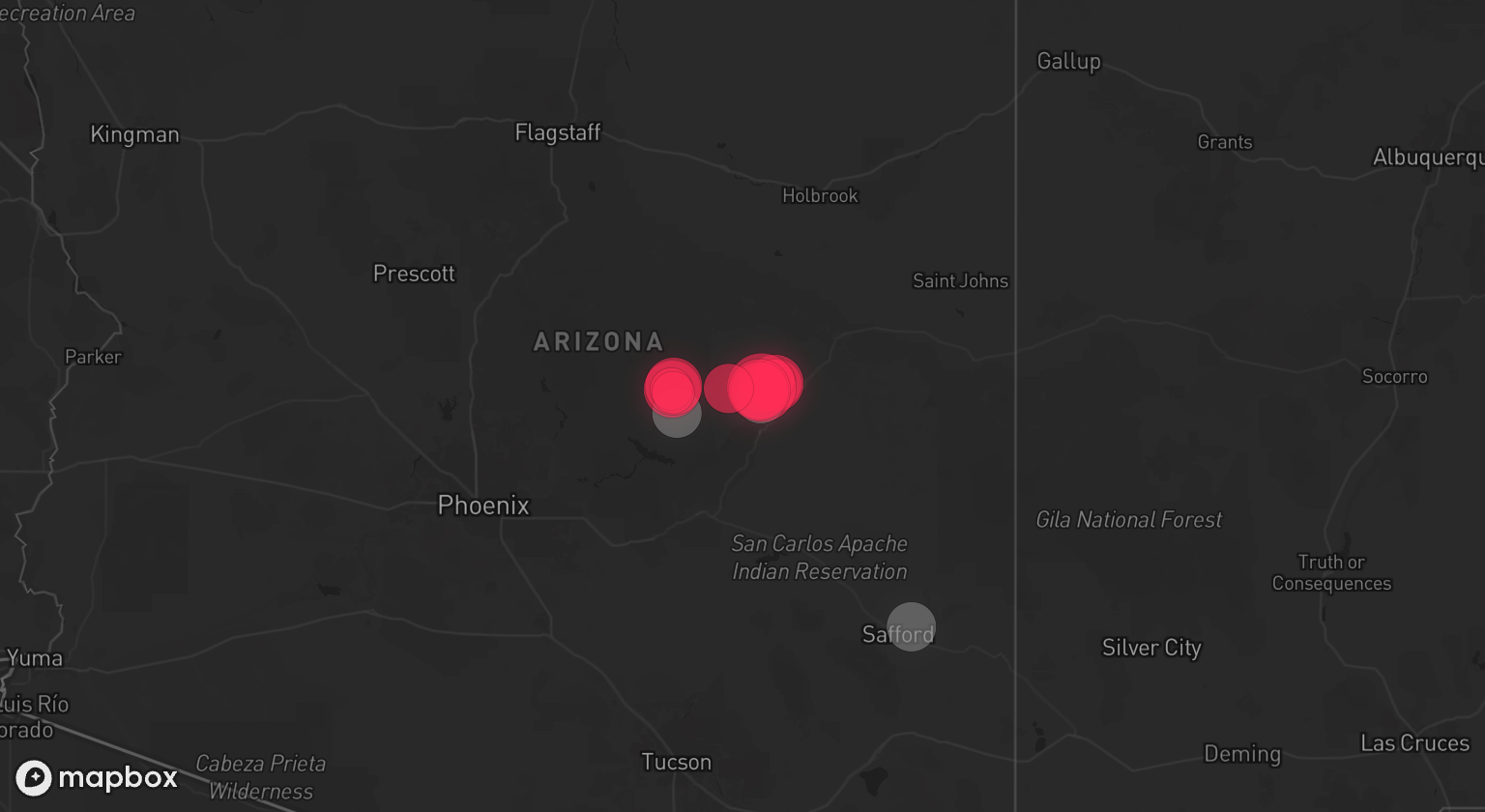 Storm warning map: Globe, AZ