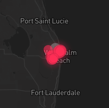 Storm warning map: Palm Beach Gardens, FL
