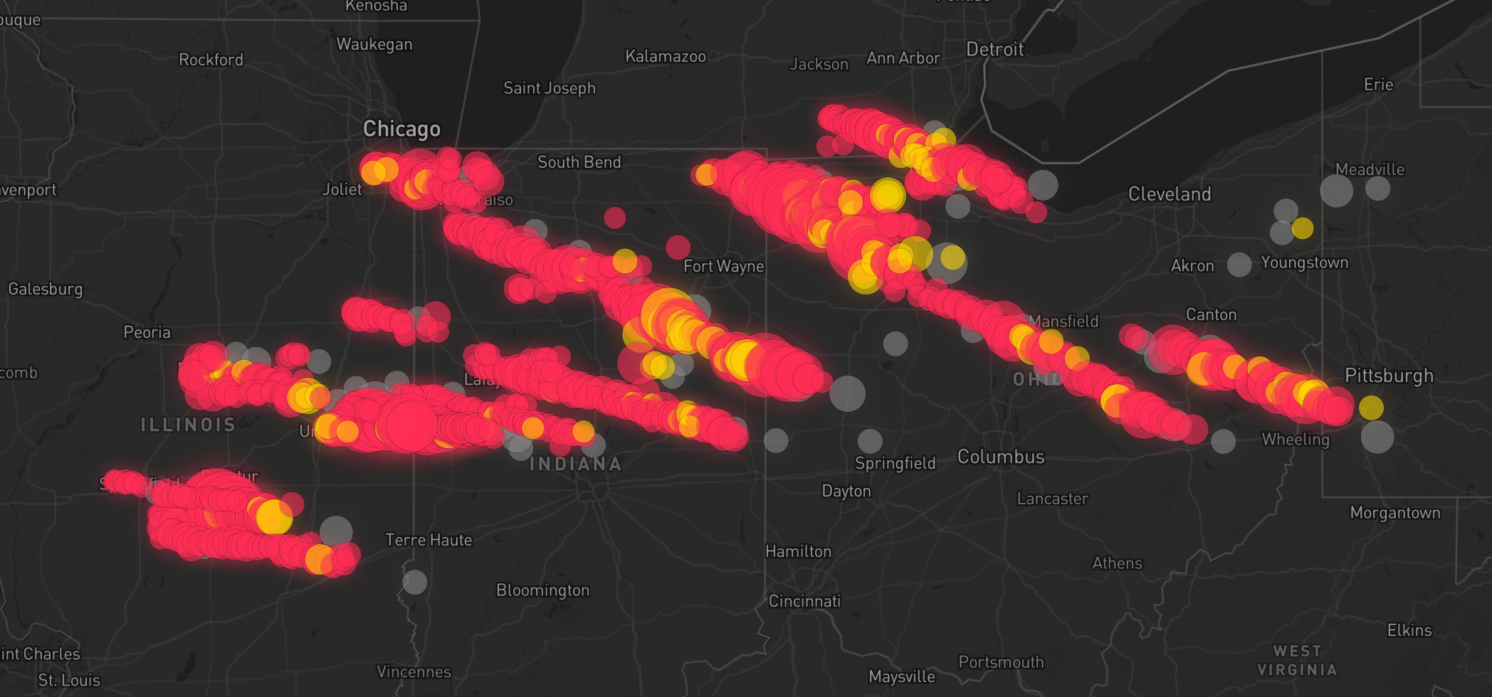 Storm warning map: Cleveland, OH