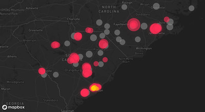 Storm warning map: Charleston, SC