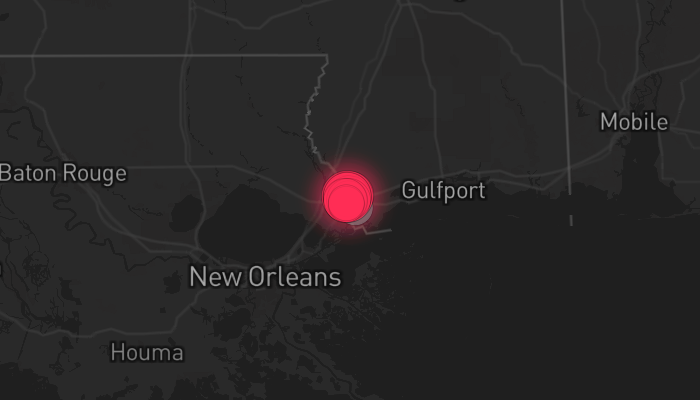 Storm warning map: Bay St. Louis, MS