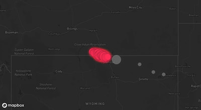 Storm warning map: Wyola, MT
