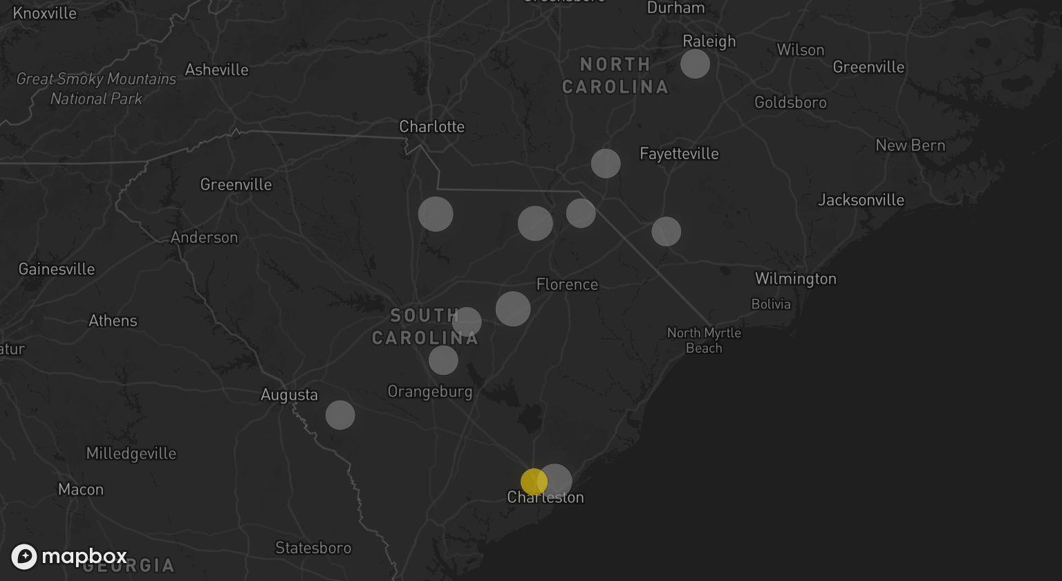 Storm warning map: Charleston, SC