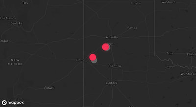 Storm warning map: Happy, TX