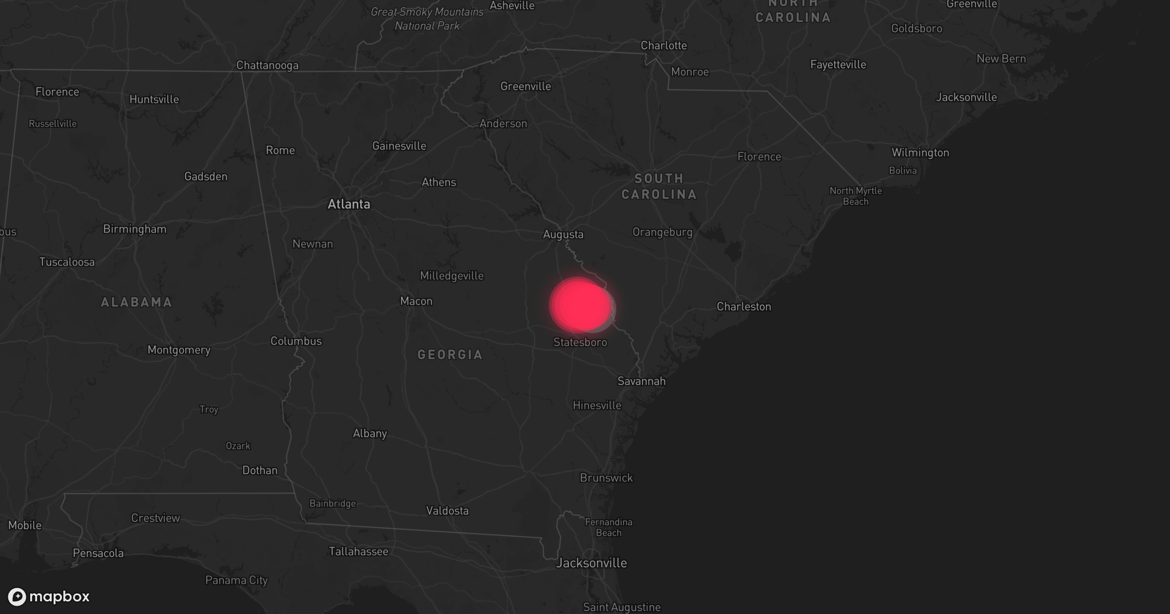 Storm warning map: Sylvania, GA