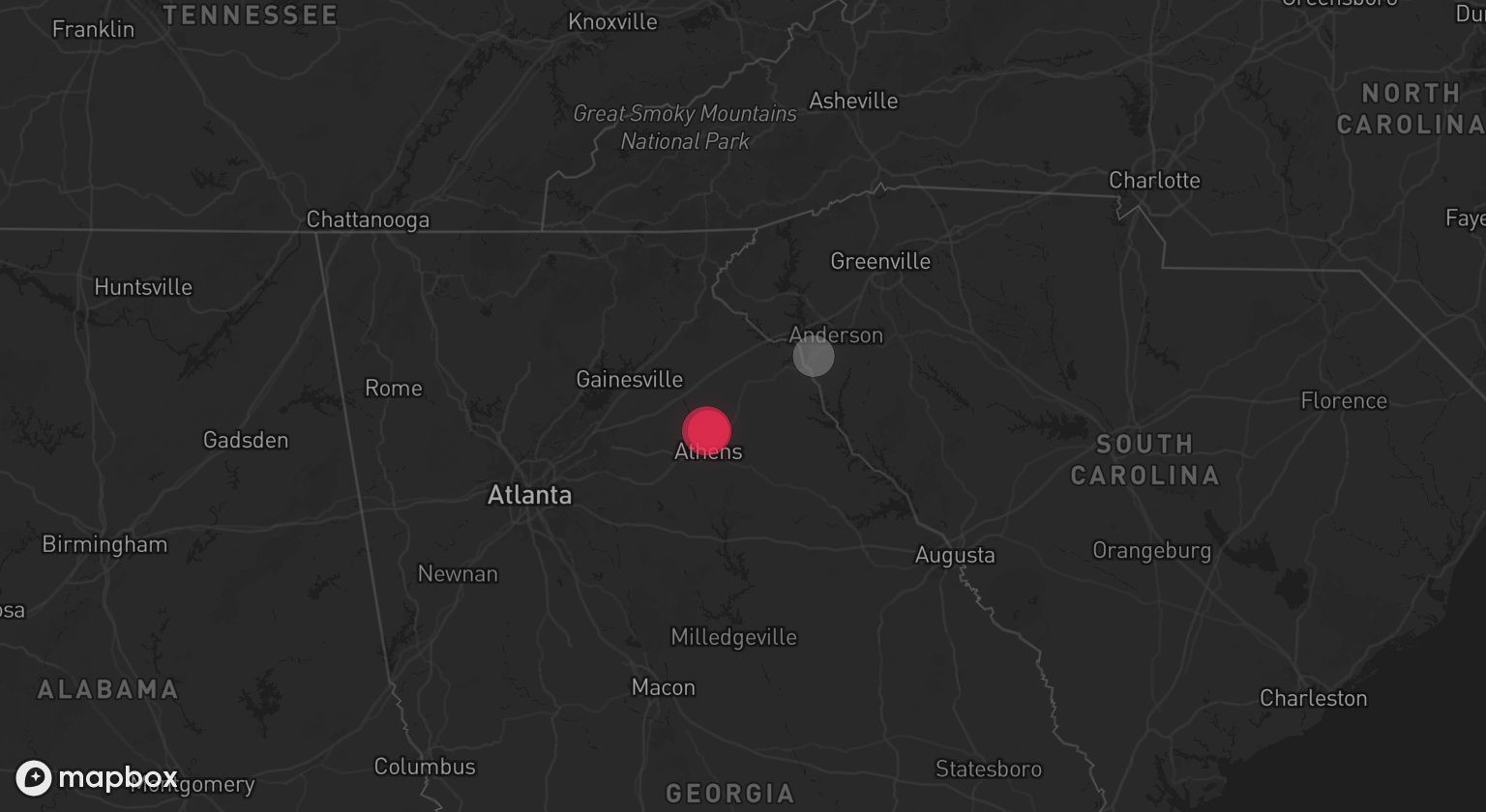 Storm warning map: Anderson, SC