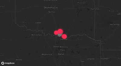 Storm warning map: Madill, OK