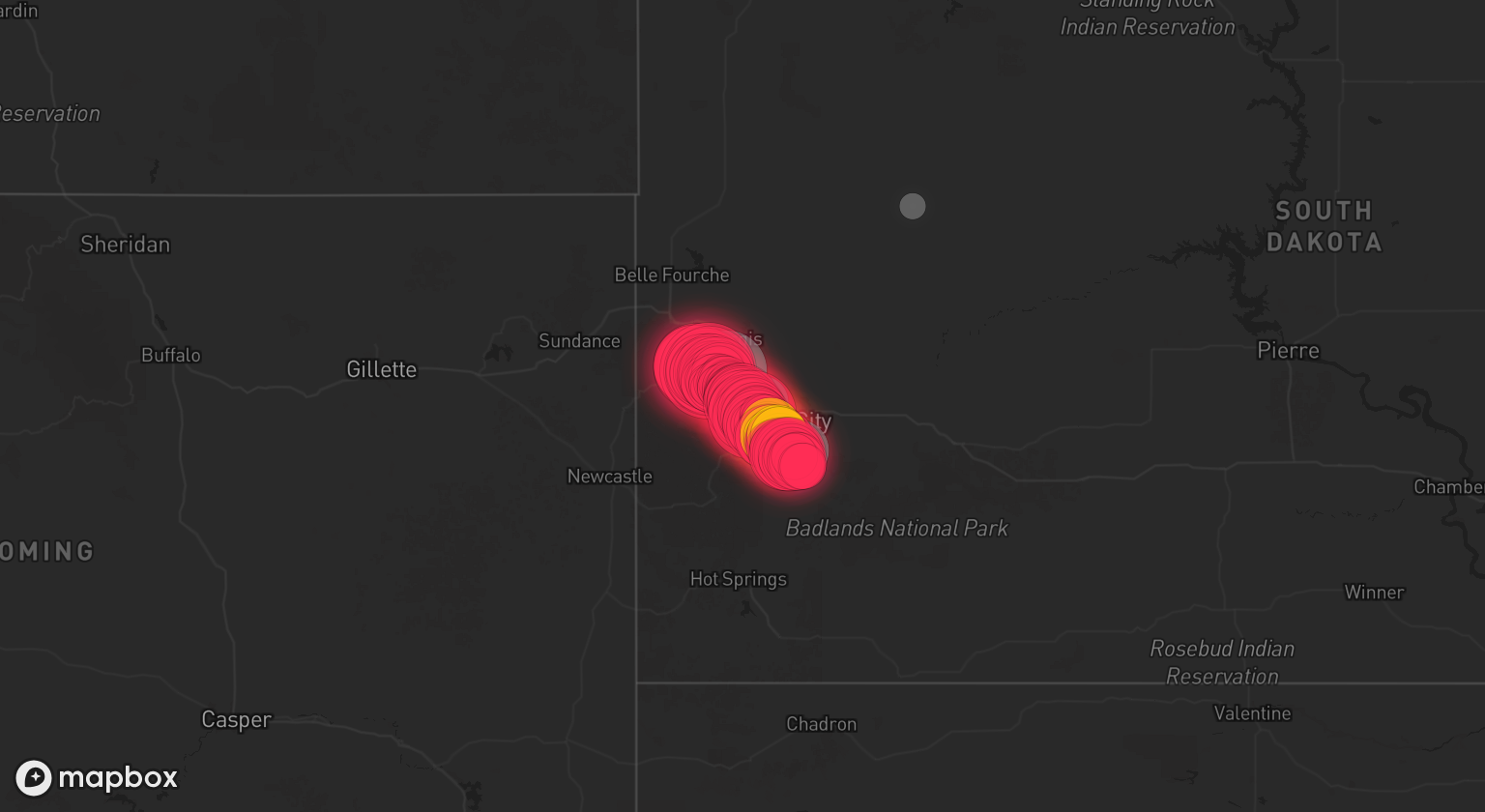 Storm warning map: Sturgis, SD