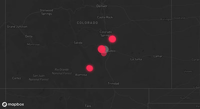 Storm warning map: Pueblo, CO