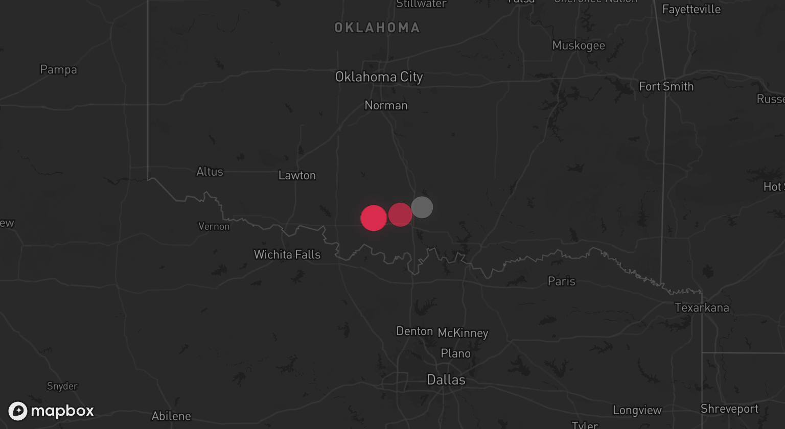 Storm warning map: Ardmore, OK