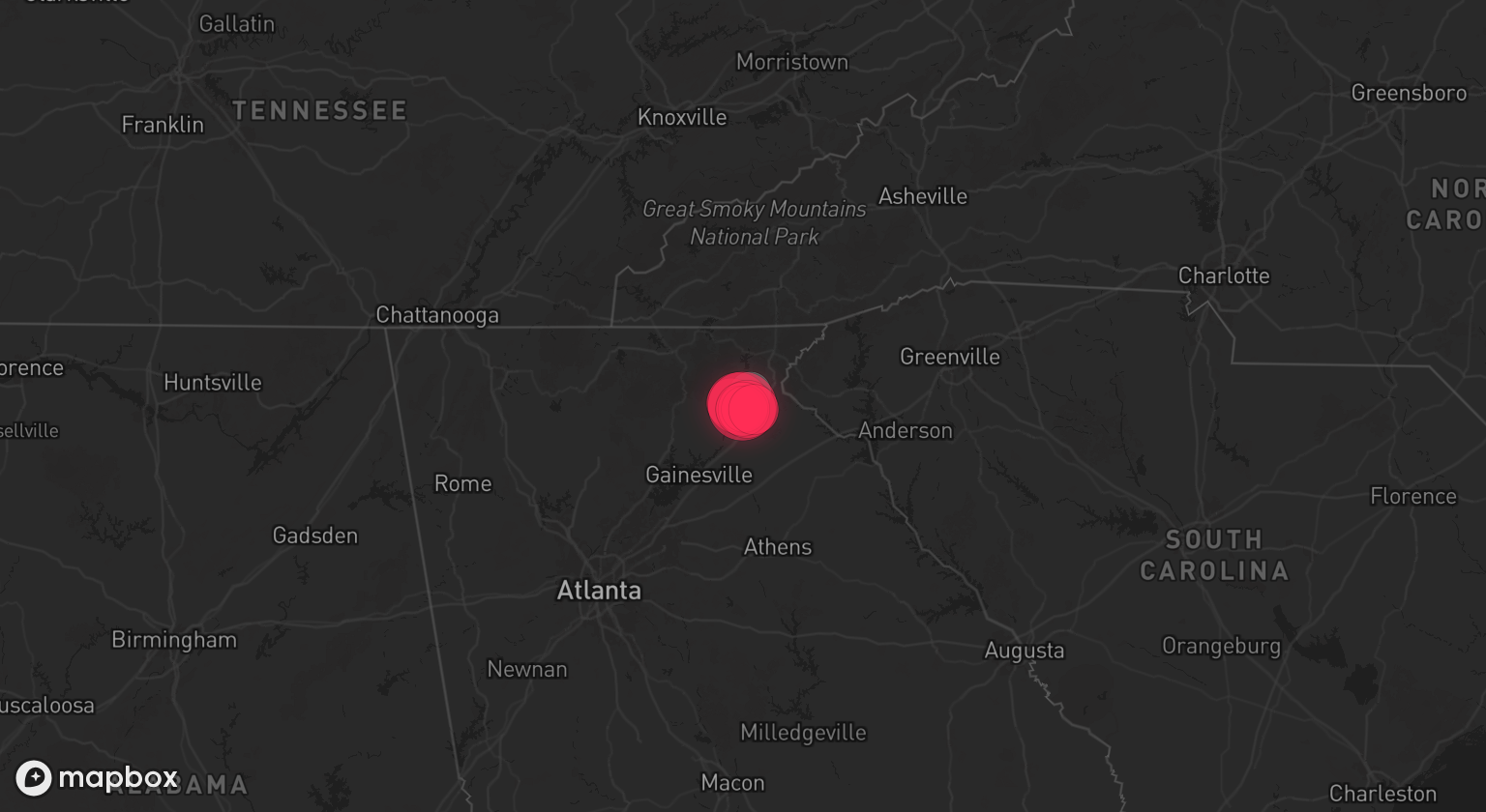 Storm warning map: Clarkesville, GA