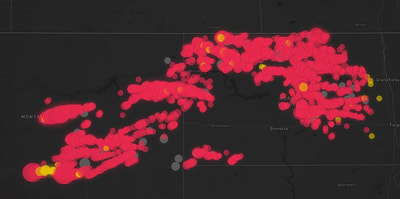 Storm warning map: Grass Range, MT