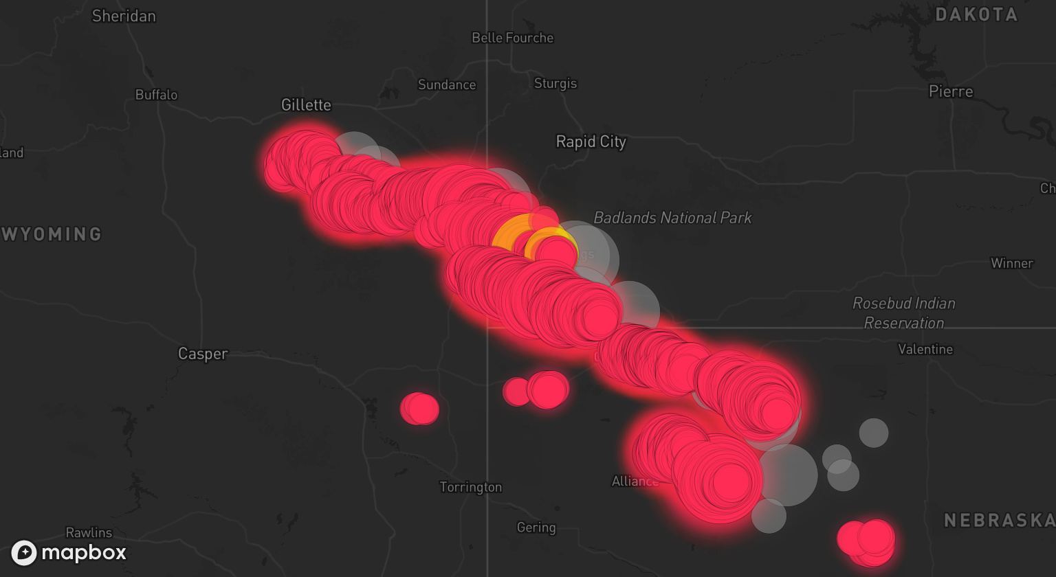 Storm warning map: Gillette, WY