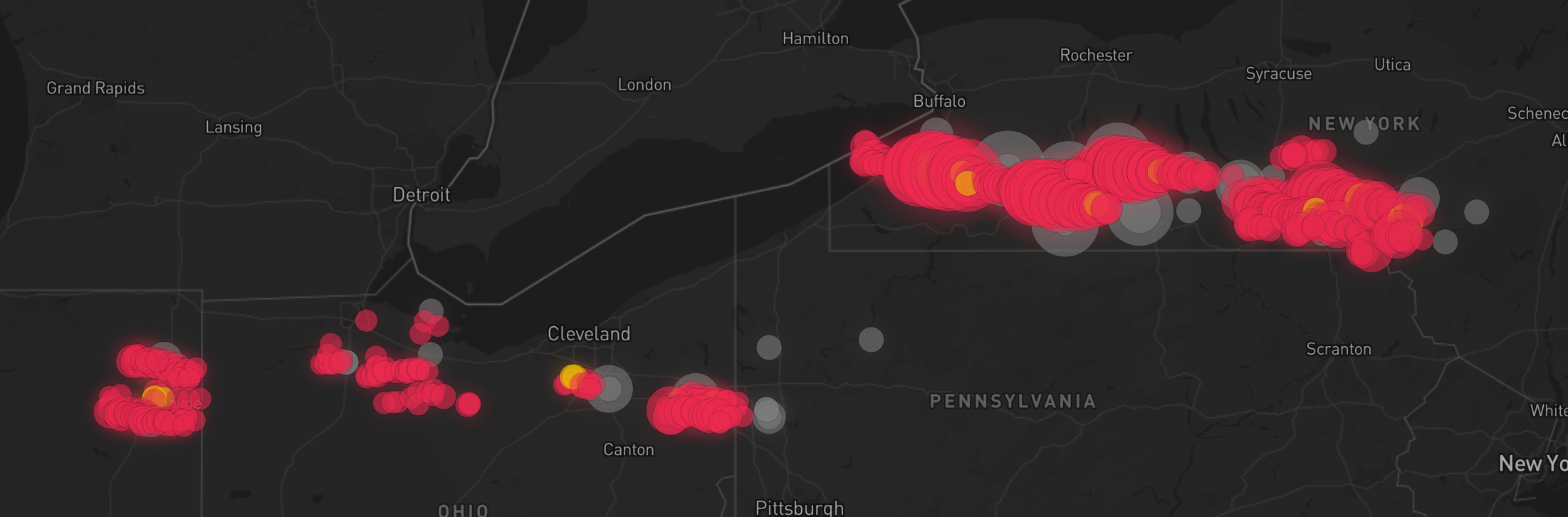 Storm warning map: BUF Area, US