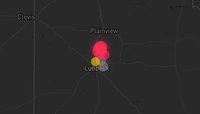 Storm warning map: Lubbock, TX