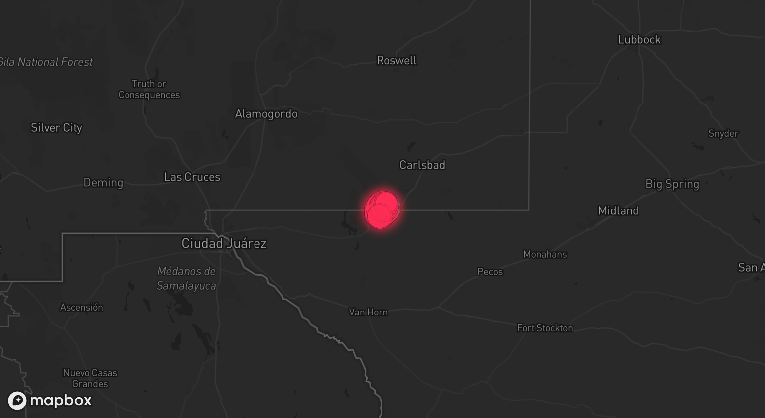 Storm warning map: Carlsbad, NM