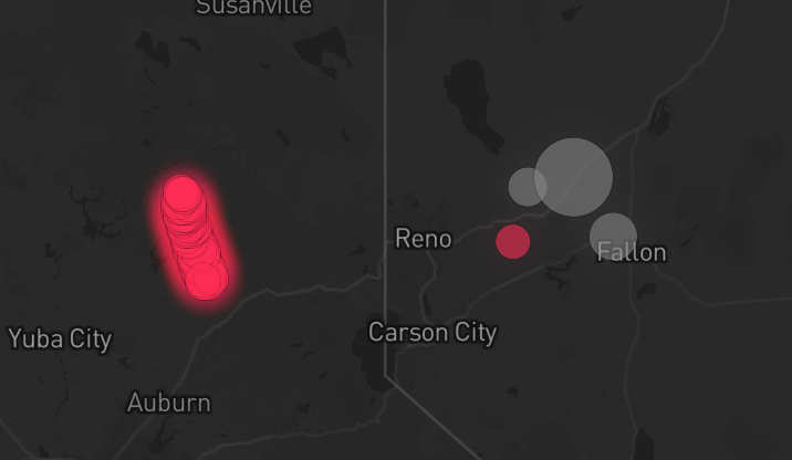 Storm warning map: Camptonville, CA