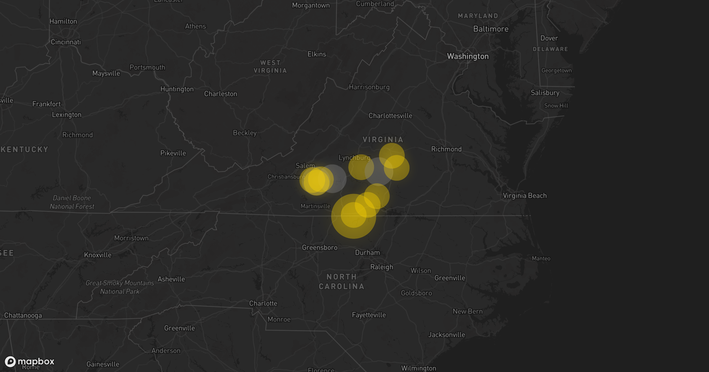 Storm warning map: Rocky Mount, VA