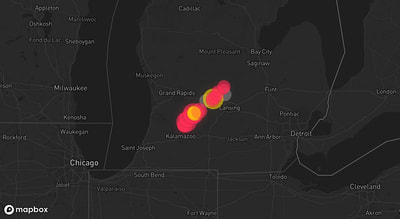 Storm warning map: Hastings, MI
