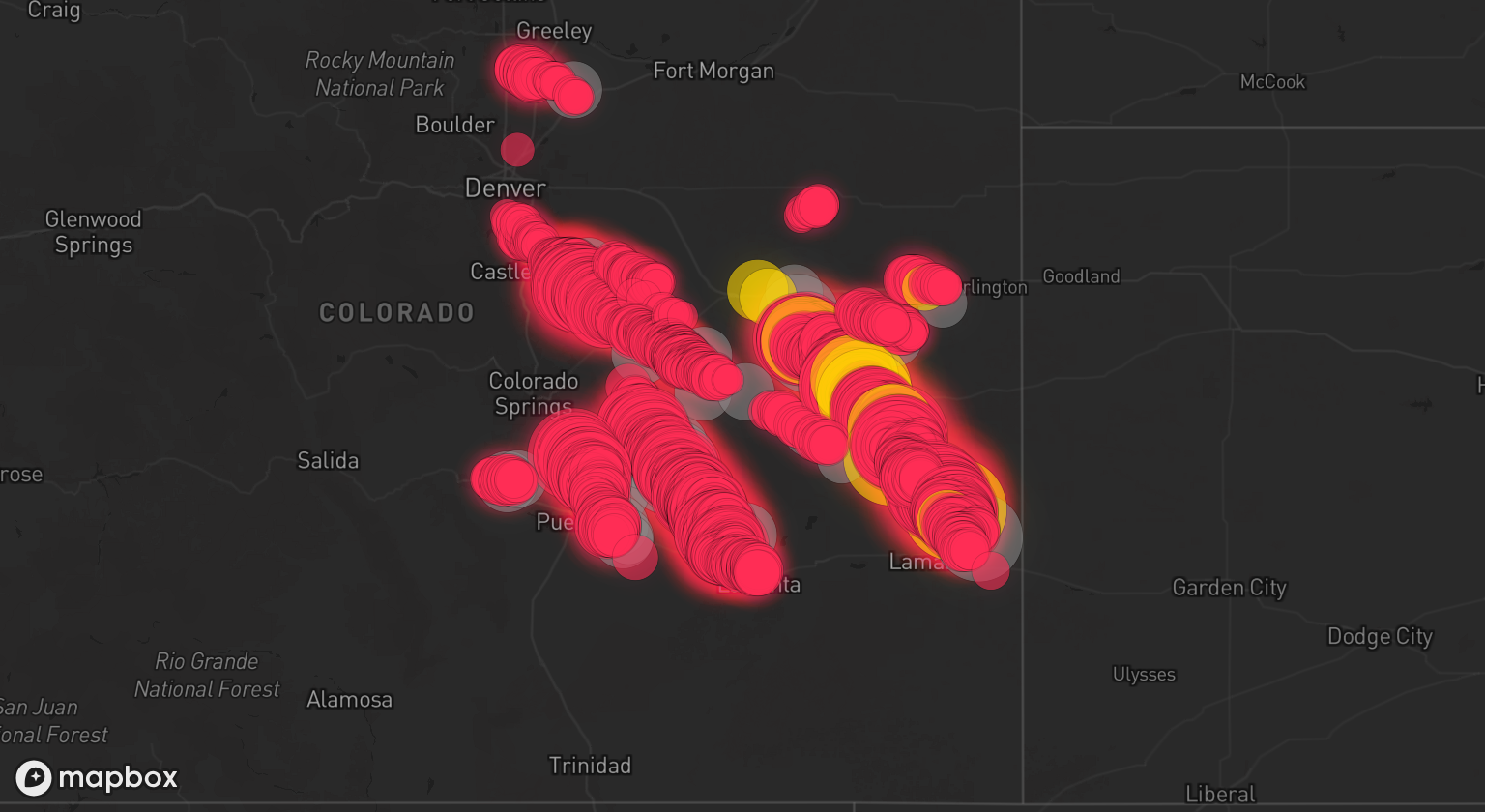 Storm warning map: Arriba, CO