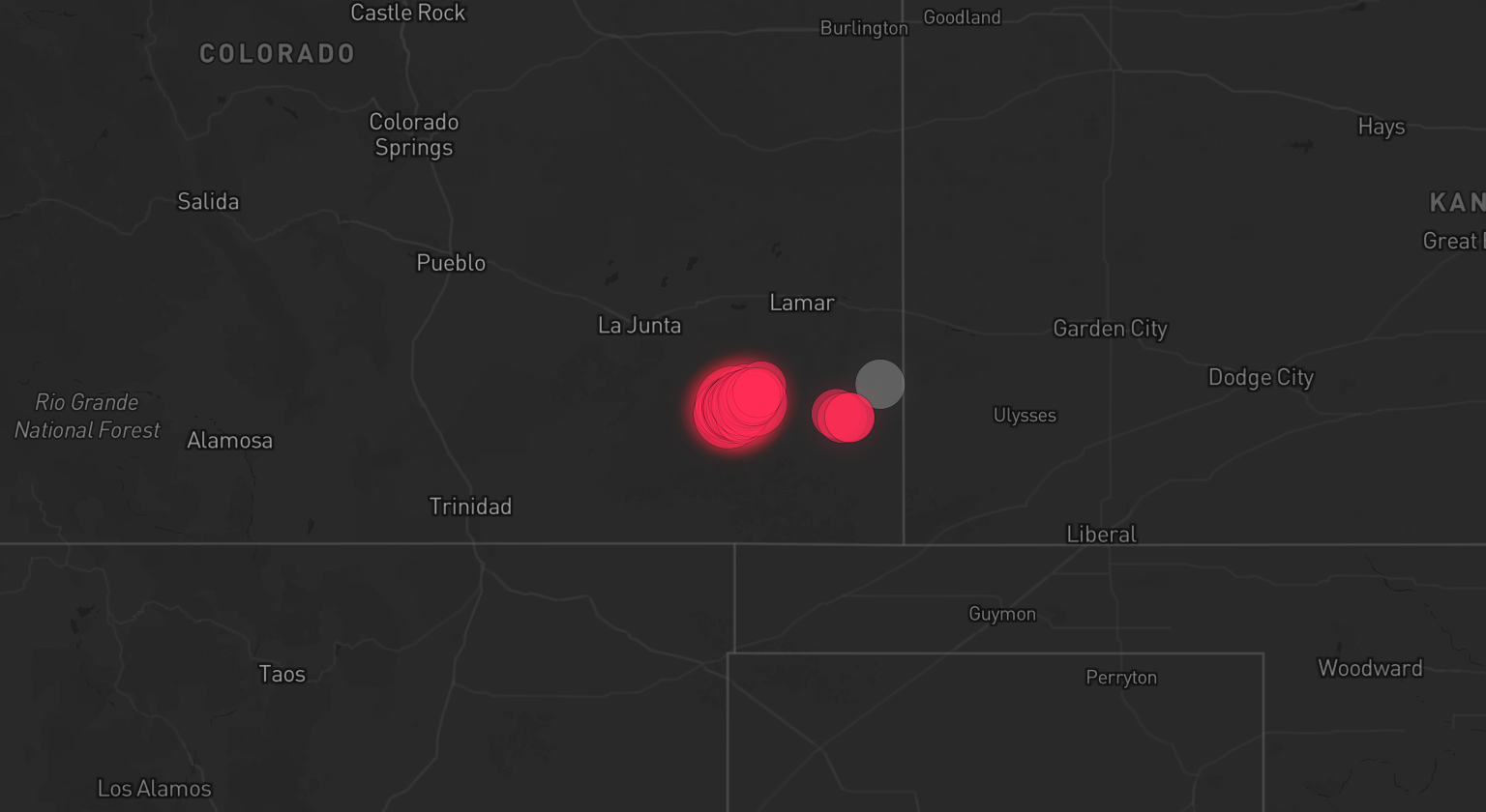 Storm warning map: Springfield, CO