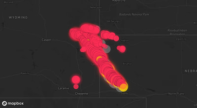 Storm warning map: Douglas, WY