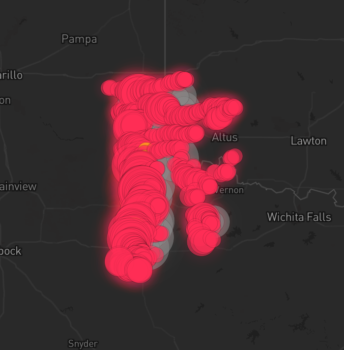 Storm warning map: Amarillo, TX