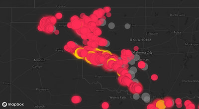 Storm warning map: Canadian, TX
