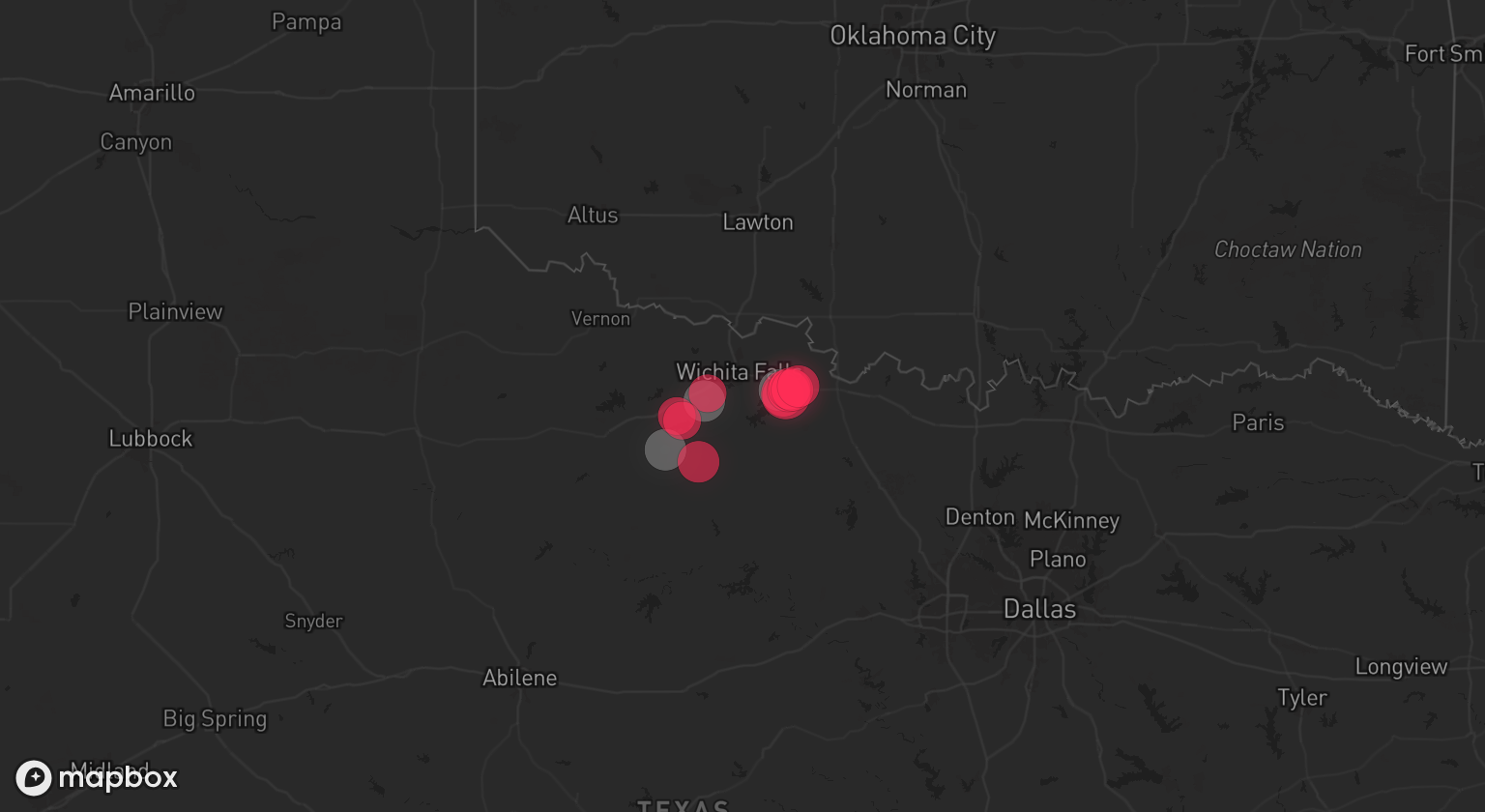 Storm warning map: Olney, TX