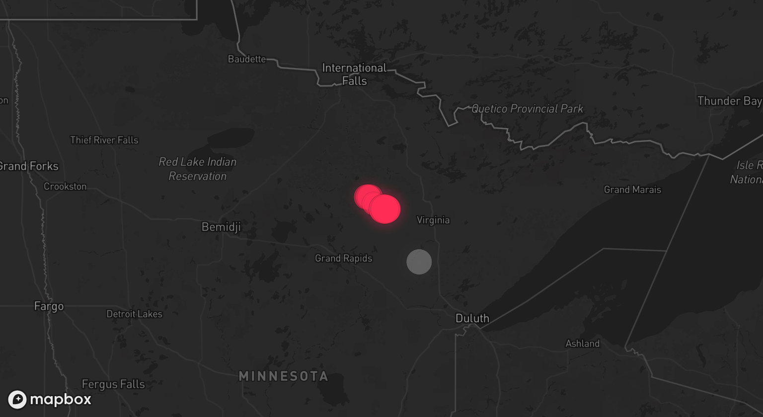 Storm warning map: Forbes, MN