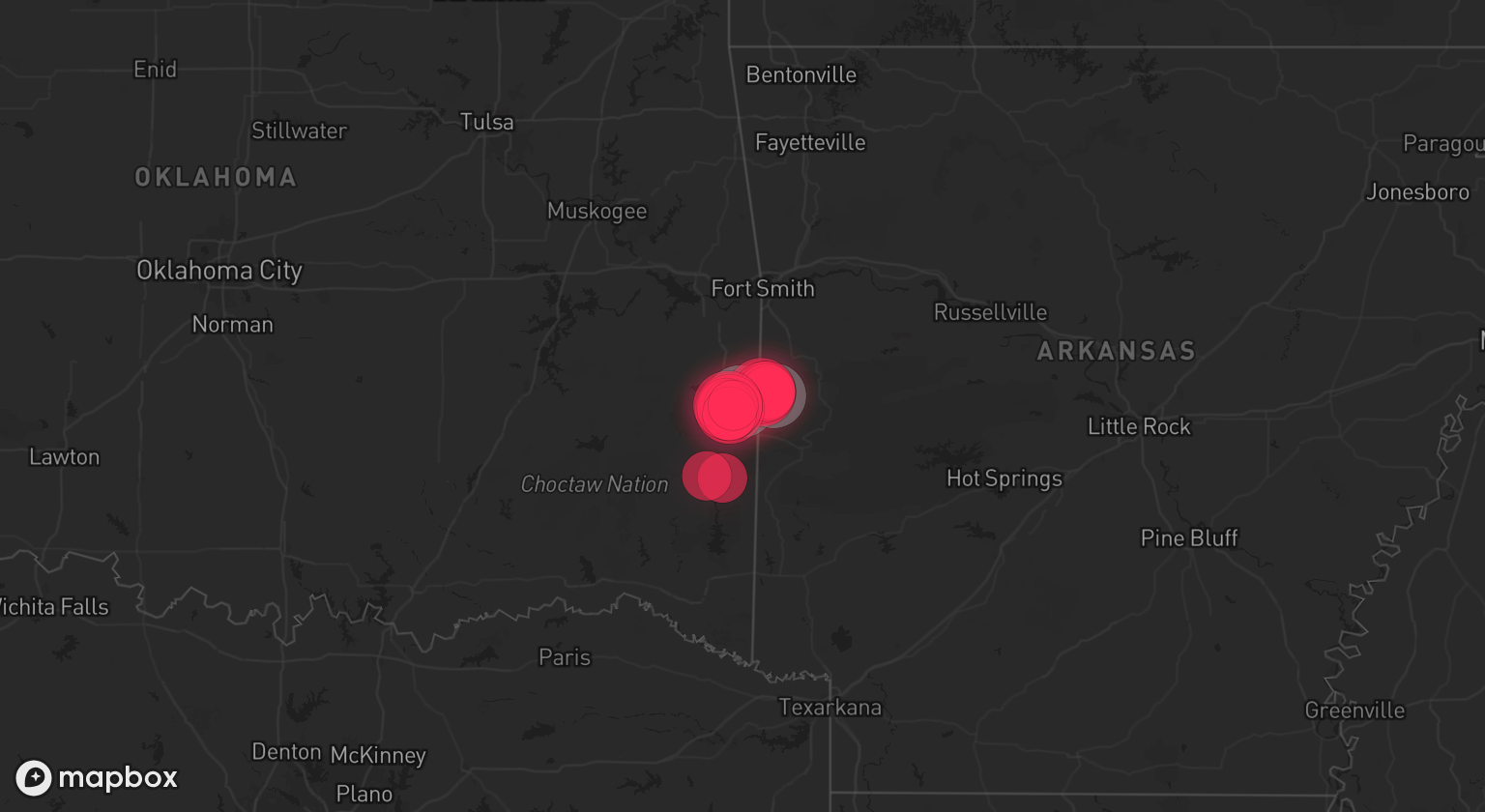 Storm warning map: Waldron, AR