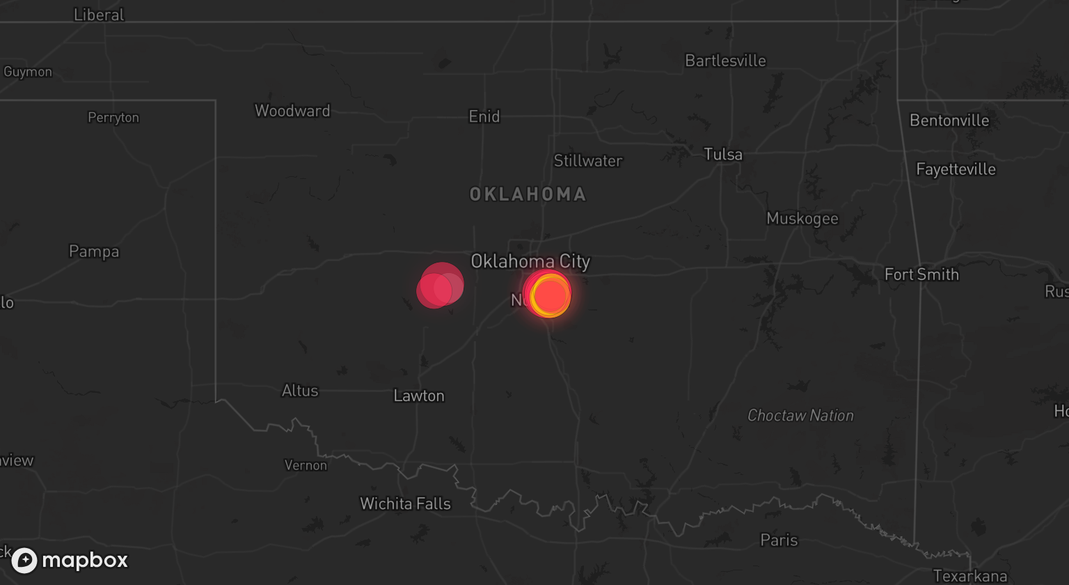 Storm warning map: Norman, OK