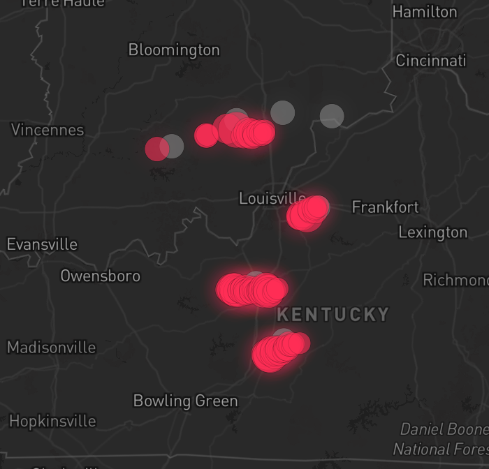 Storm warning map: LMK Area, US