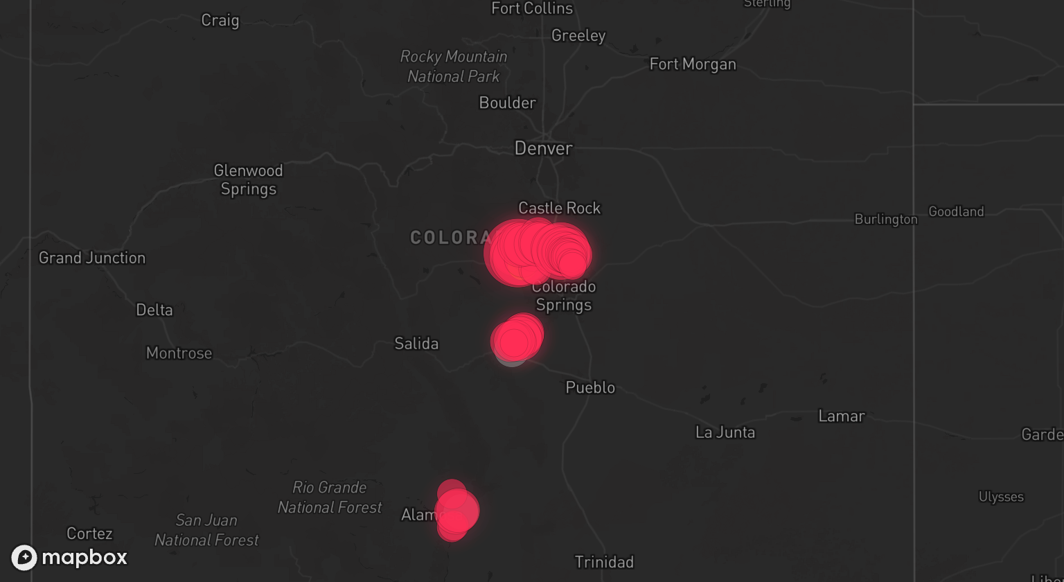 Storm warning map: Woodland Park, CO