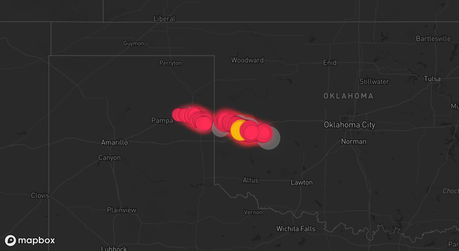 Storm warning map: Canadian, TX