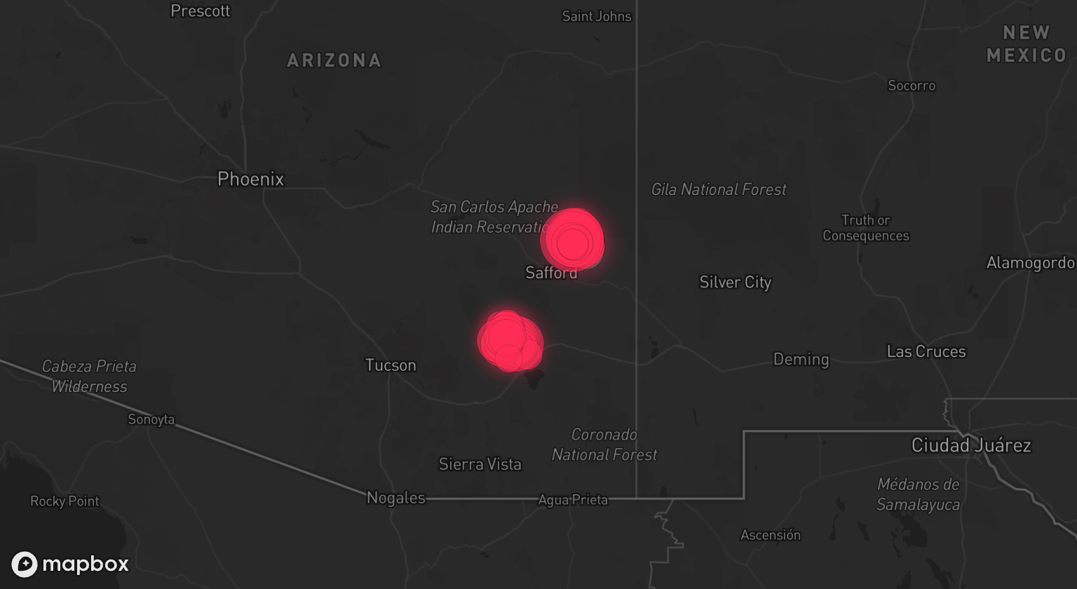 Storm warning map: Safford, AZ