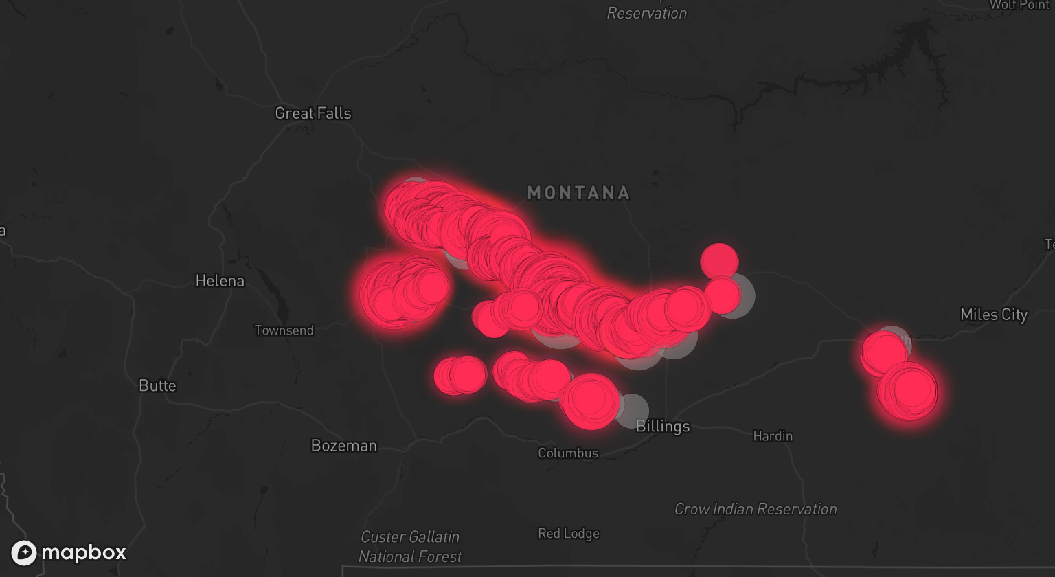 Storm warning map: Stanford, MT