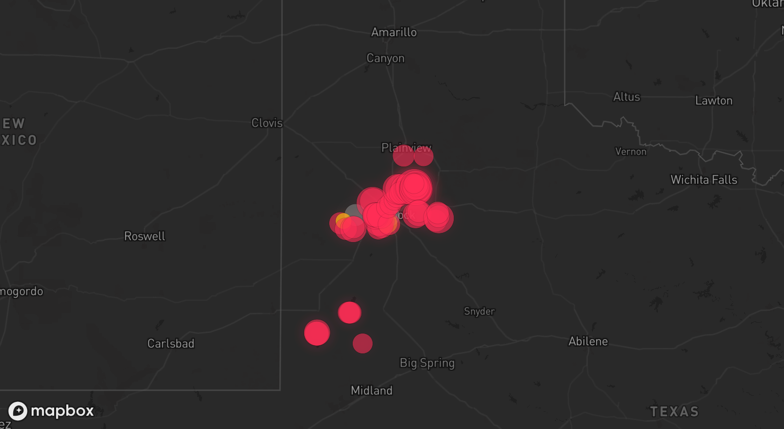 Storm warning map: Lubbock, TX