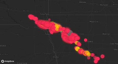 Storm warning map: Freeman, SD