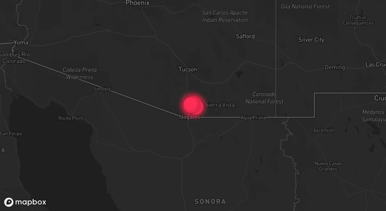 Storm warning map: Nogales, AZ