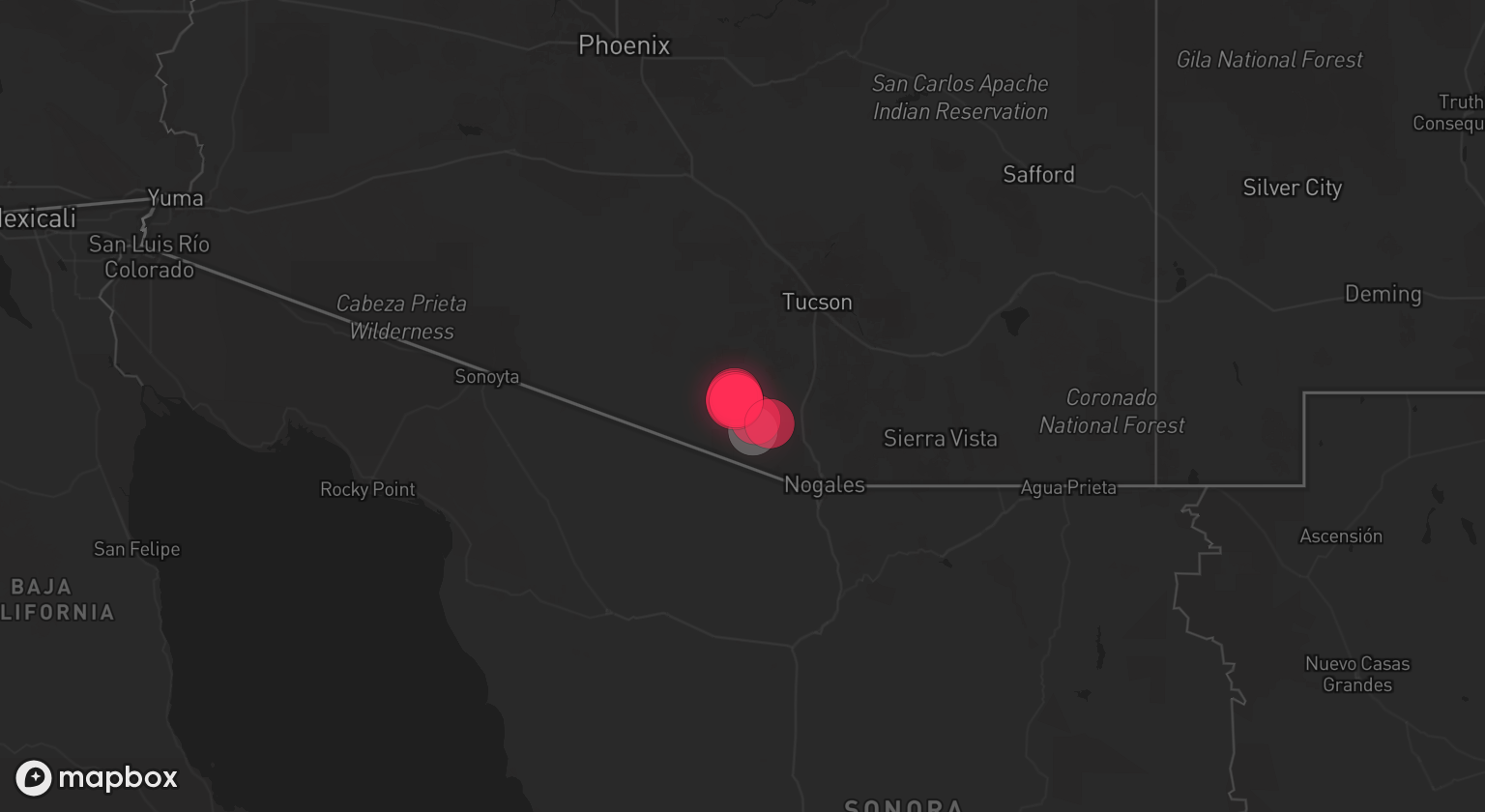 Storm warning map: Arivaca, AZ