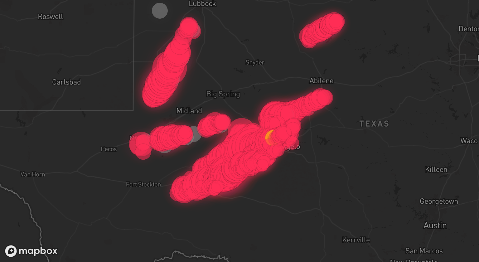 Storm warning map: Monahans, TX