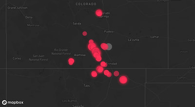 Storm warning map: Walsenburg, CO
